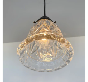 Clear Pressed 1950's Glass Pendant Light