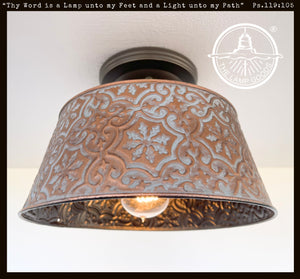 Ornate Copper Pendant Light Fixture