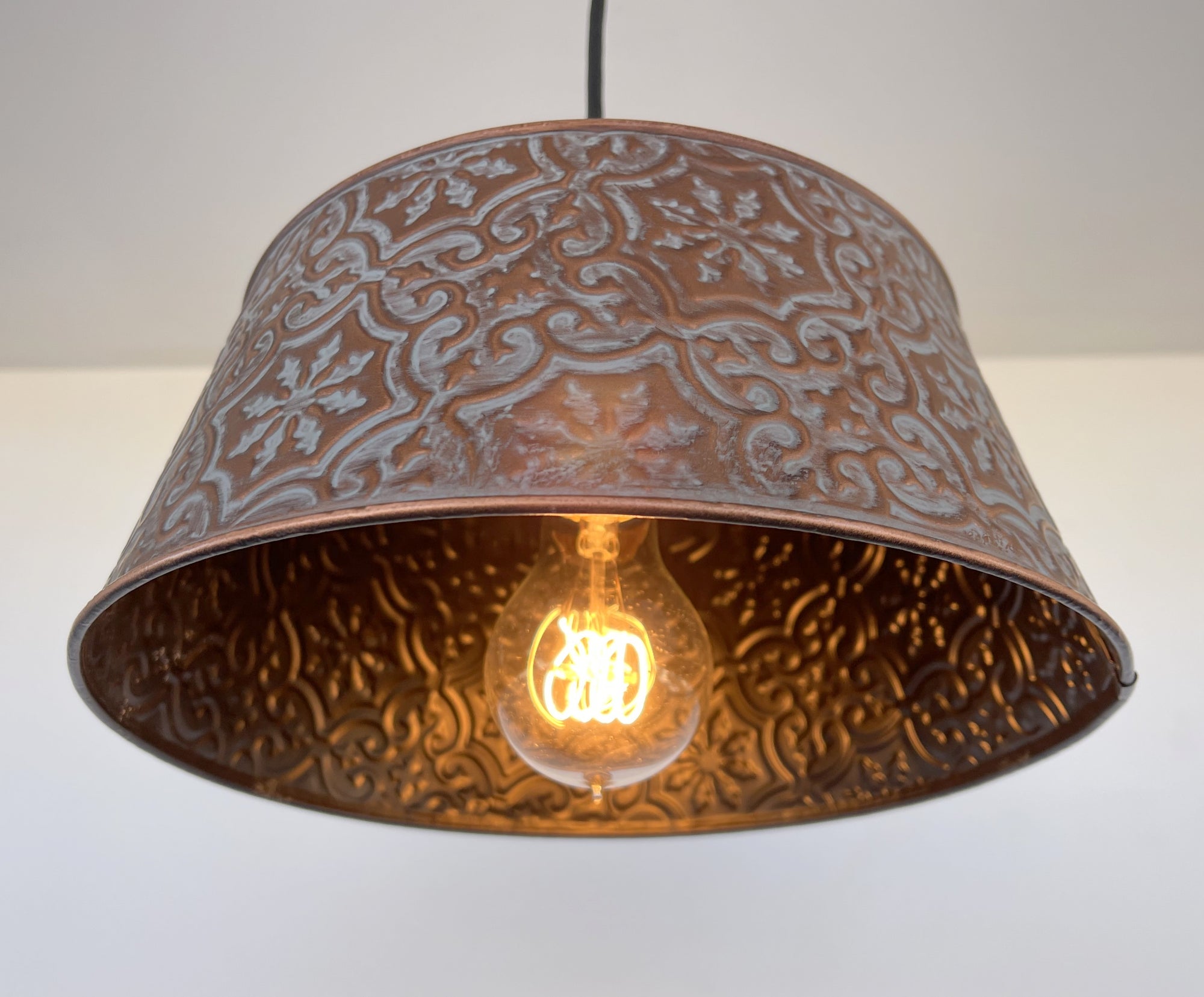 Ornate Copper Pendant Light Fixture