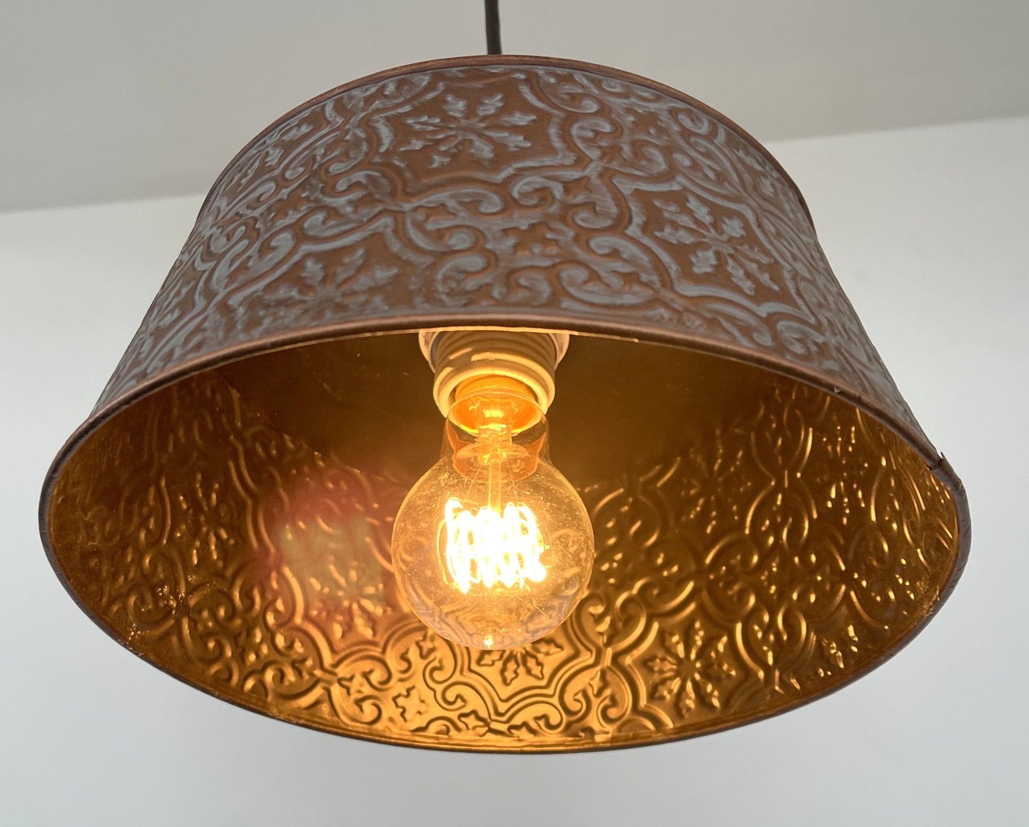 Ornate Copper Pendant Light Fixture