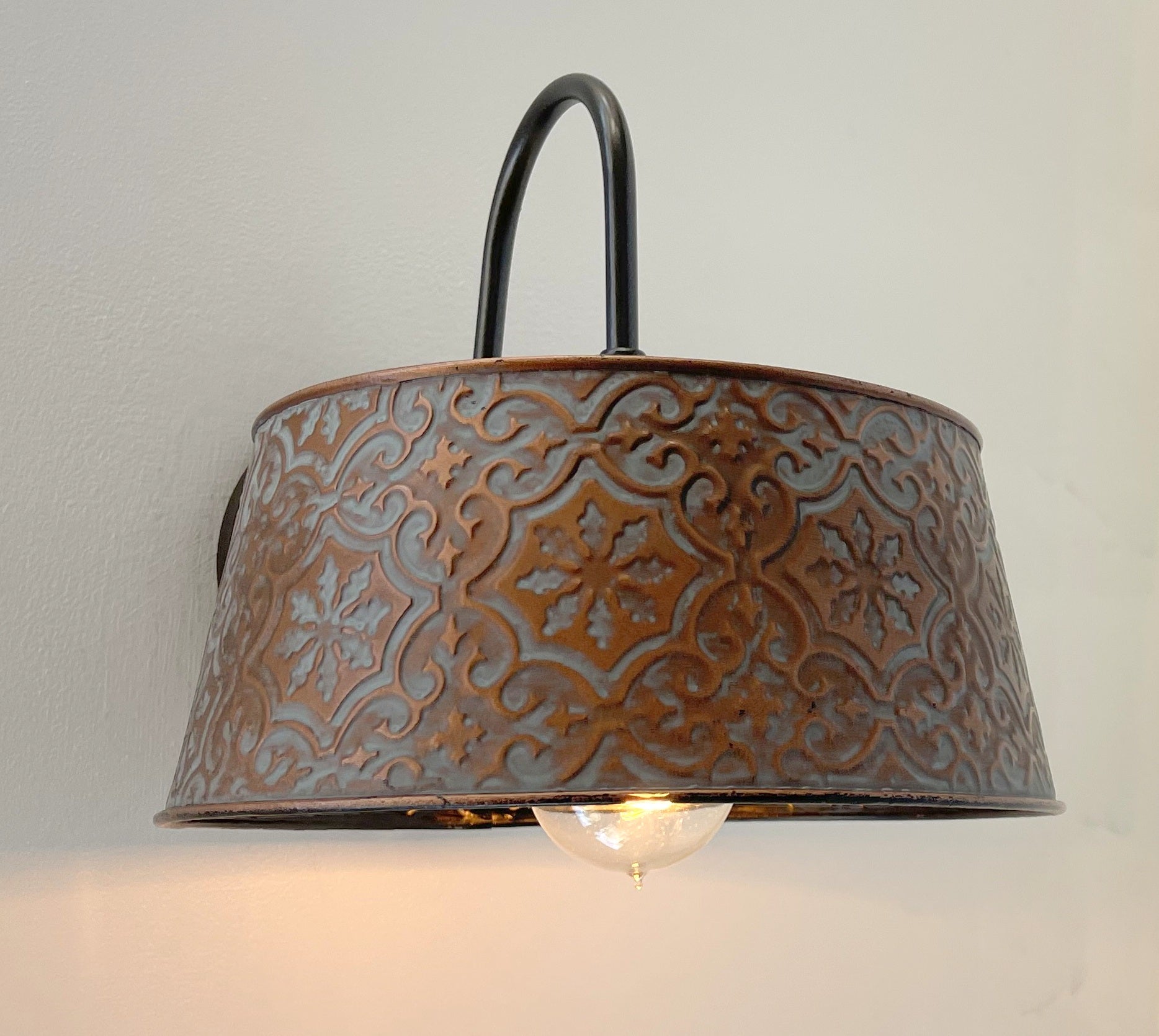 Ornate Copper Wall Sconce Light Fixture