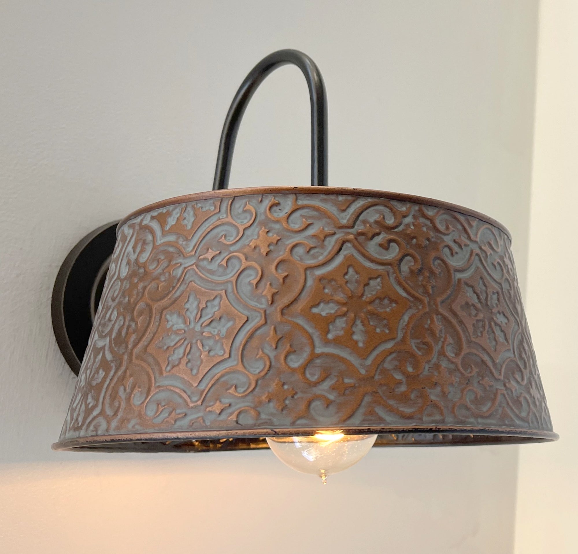 Ornate Copper Wall Sconce Light Fixture