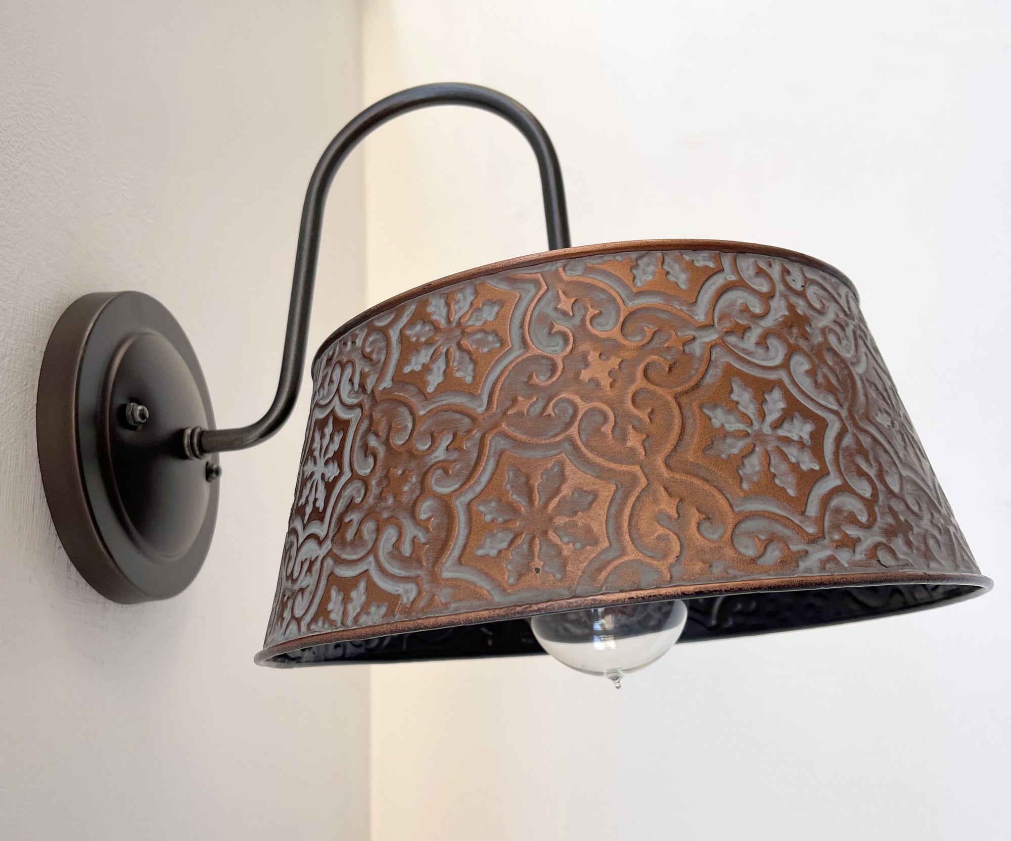 Ornate Copper Wall Sconce Light Fixture