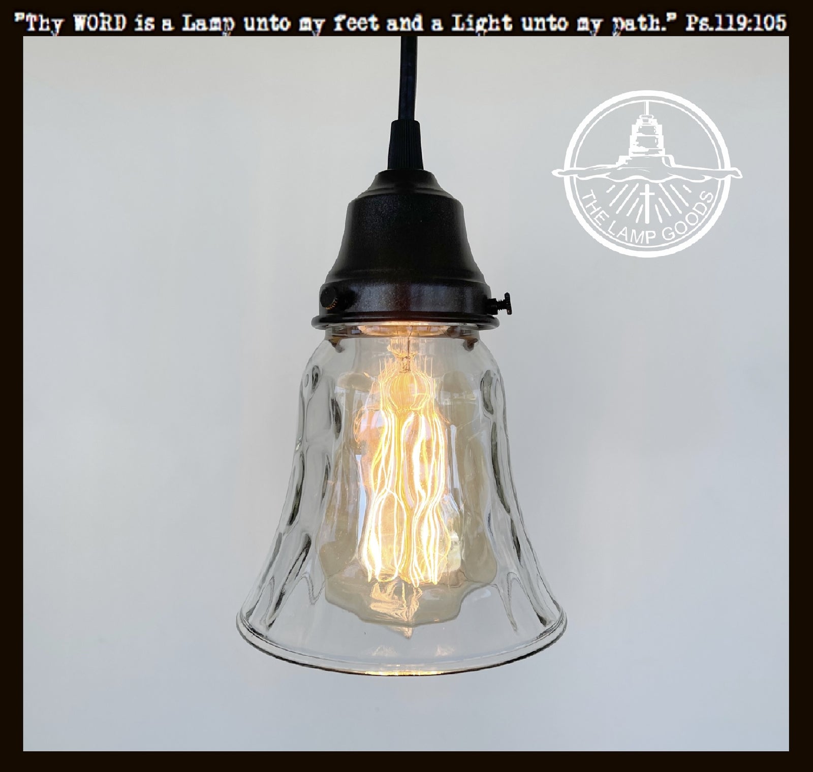 Pebble Glass Pendant Light Fixture from The Lamp Goods: Clear glass shade with dark bronze finish.

