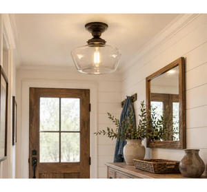 Large Clear Glass Schoolhouse Ceiling Light | 12"