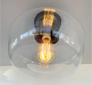 Large Clear Glass Schoolhouse Ceiling Light | 12"
