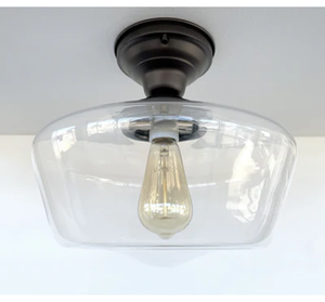 Large Clear Glass Schoolhouse Ceiling Light | 12"