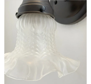 Antique Hobnail 1950's Frosted Glass Wall Sconce Light Fixture