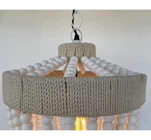 Very Large Farmhouse Beaded Chandelier Pendant Light