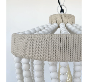 Very Large Farmhouse Beaded Chandelier Pendant Light