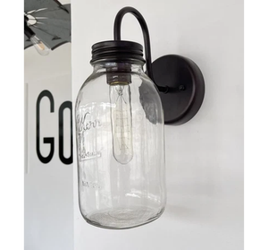 Vintage KERR Mason Jar Wall SCONCE Lighting Fixture