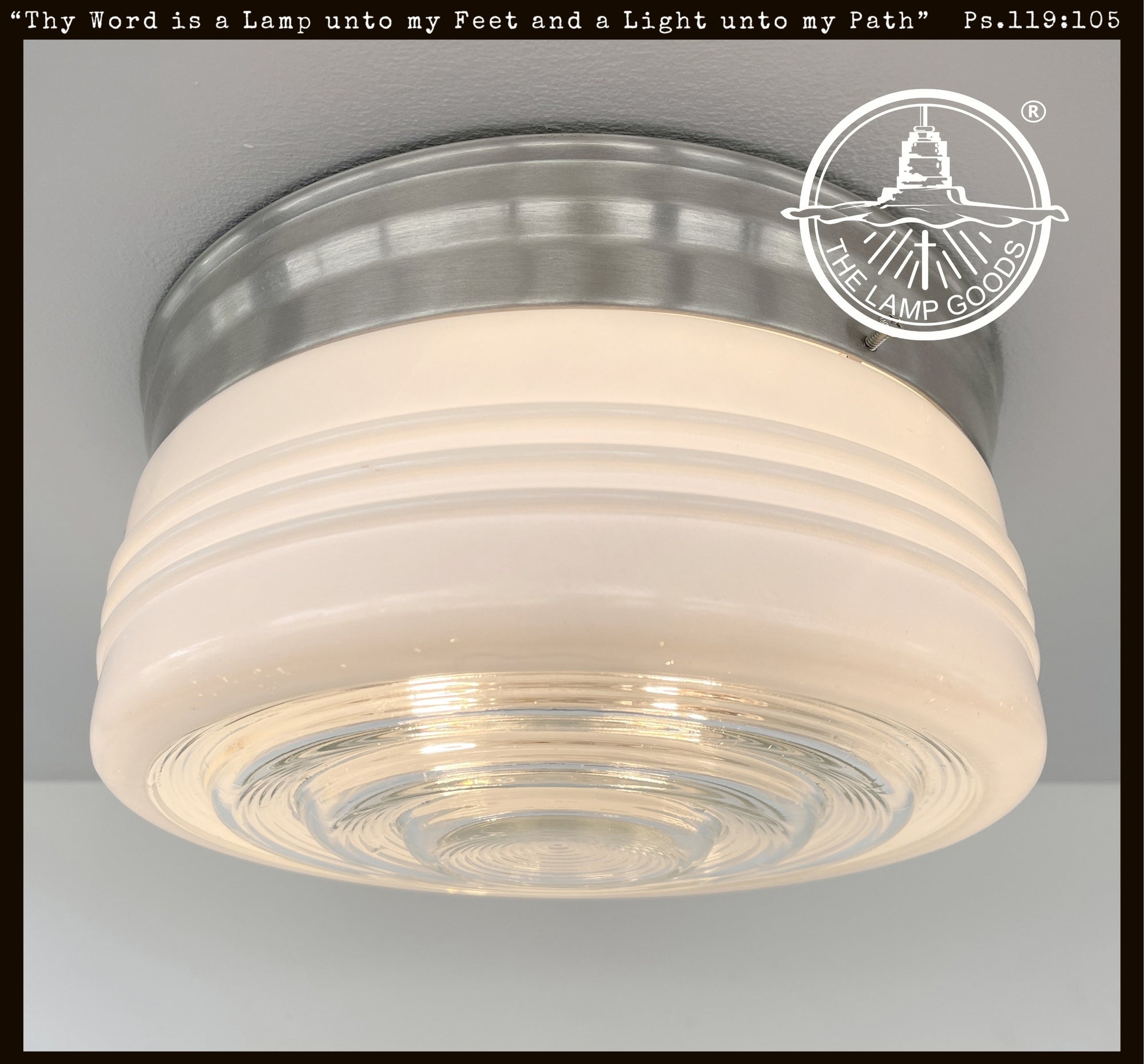 Antique 1960's Retro DRUM Flush Mount Ceiling Light