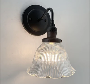 Antique Holophane Dome Glass Wall Sconce