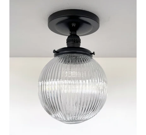 Modern Holophane Glass Exposed Socket Ceiling Light | 6" or 8"