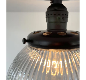 Modern Holophane Glass Exposed Socket Ceiling Light | 6" or 8"