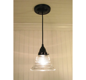 Heavy Vintage Clear Holophane Glass - The Lamp Goods