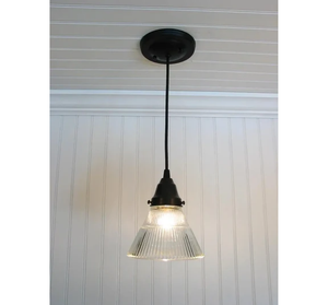 Vintage Holophane Glass Pendant Light - The Lamp Goods