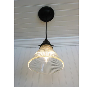 Vintage Holophane Glass Pendant Light - The Lamp Goods