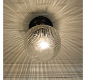 Large Holophane Glass Ceiling Light Fixture