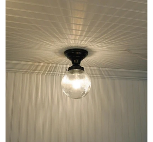 Large Holophane Glass Ceiling Light Fixture