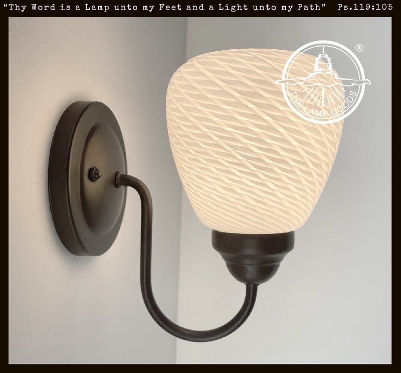 Modern 'Ribbon' 1970s milk glass wall sconce, bronze finish.
