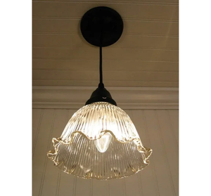 Vintage Glass "Dome' Holophane PENDANT Light - The Lamp Goods