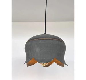 Lotus Handcrafted Metal Drum Pendant | 11"