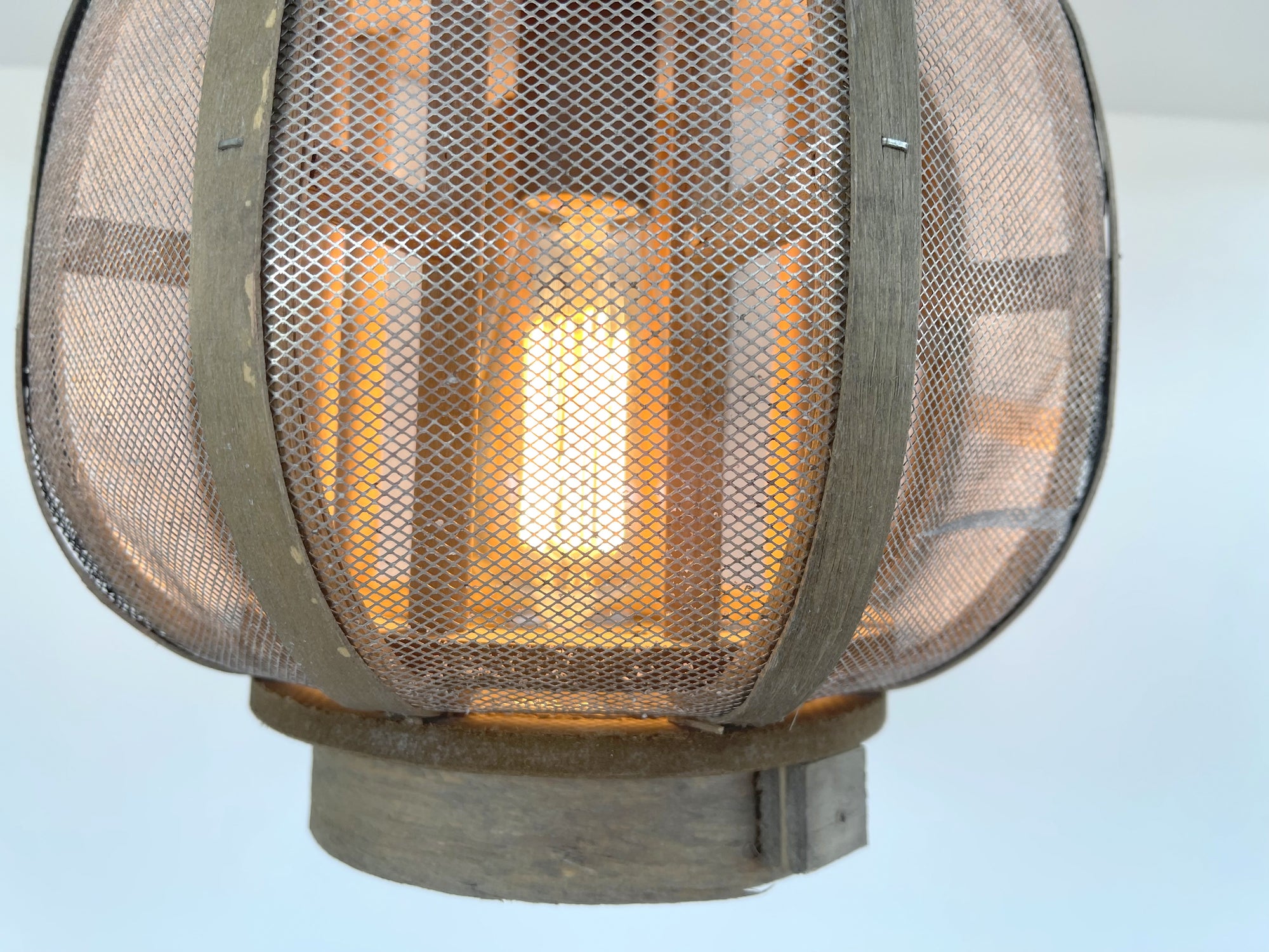 Industrial Wood and Screen Ceiling Light