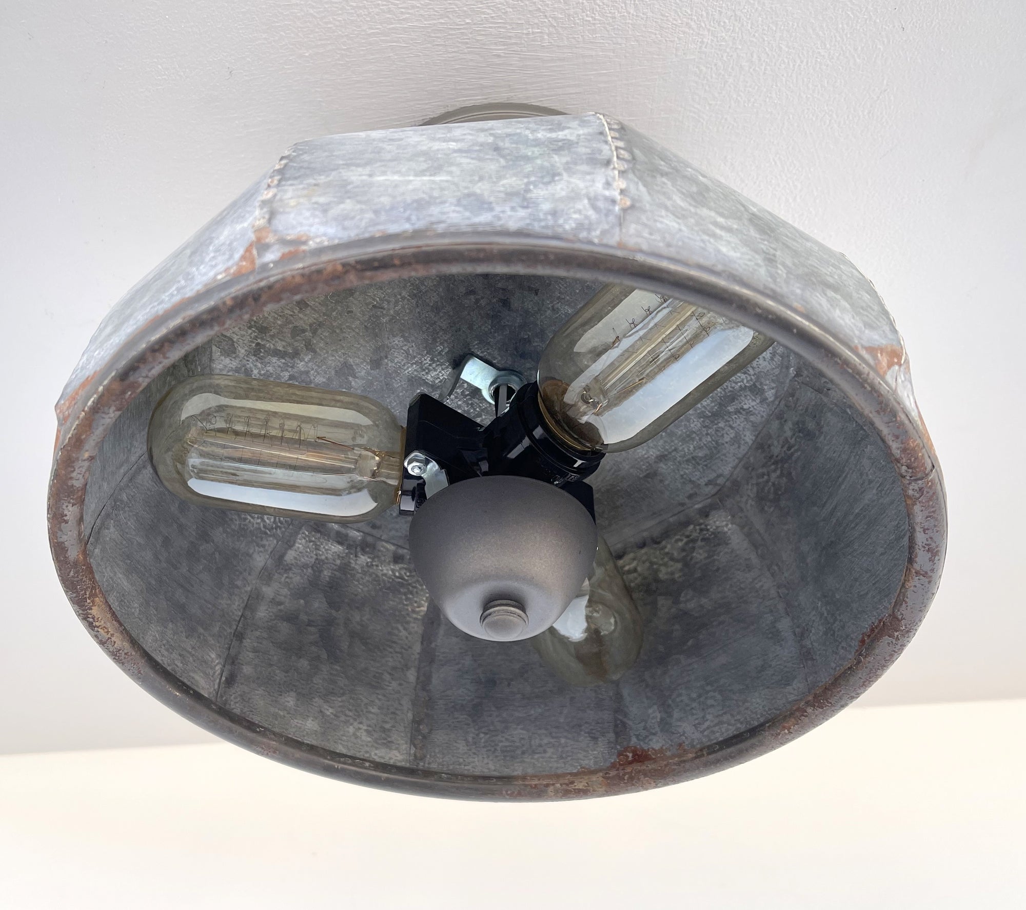 Rustic Metal Farmhouse Ceiling Light - Eight Sided