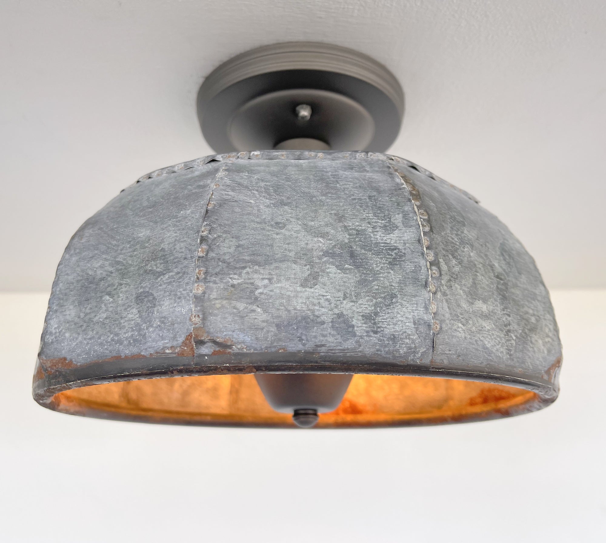 Rustic Metal Farmhouse Ceiling Light - Eight Sided