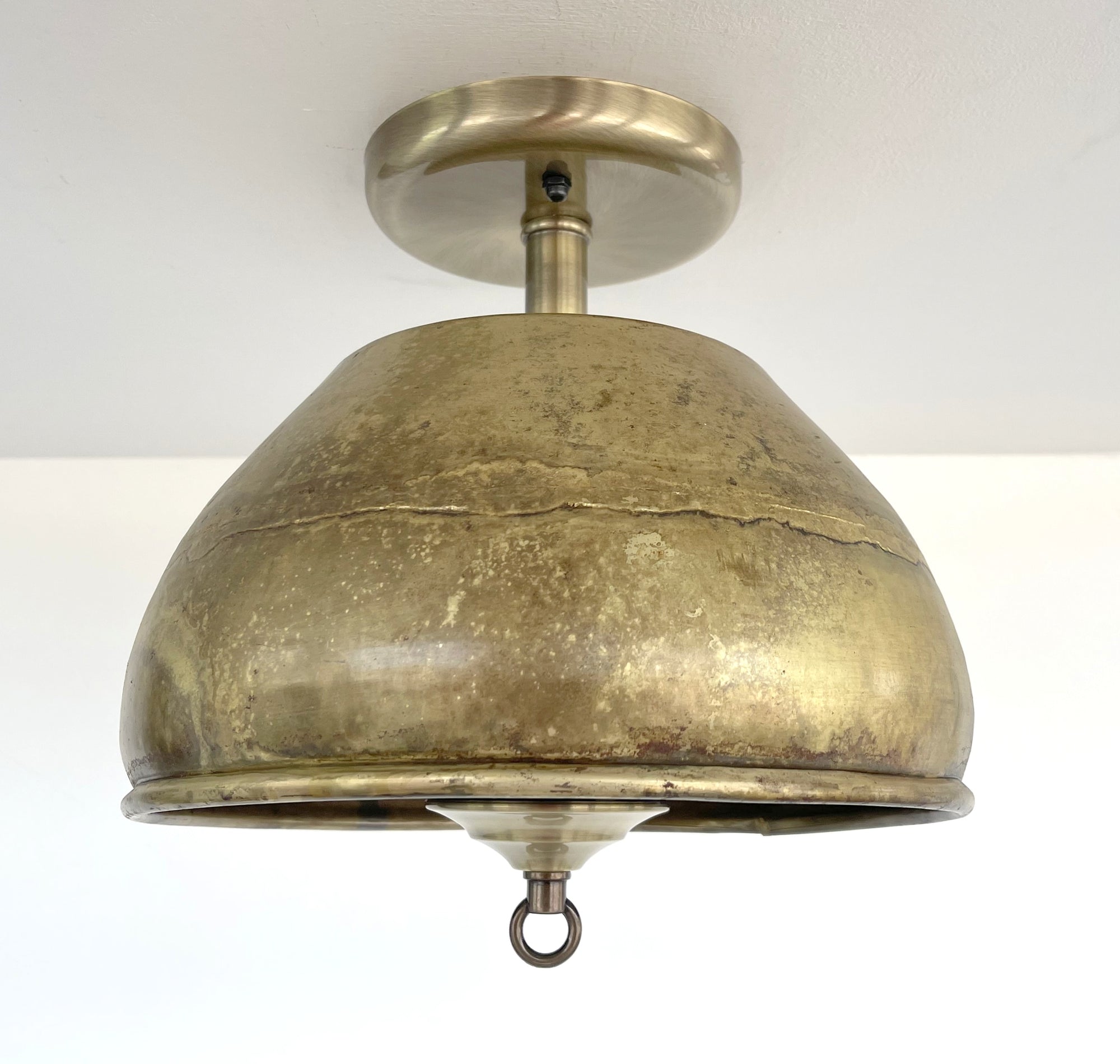 Aged Brass Dome Ceiling Light Fixture