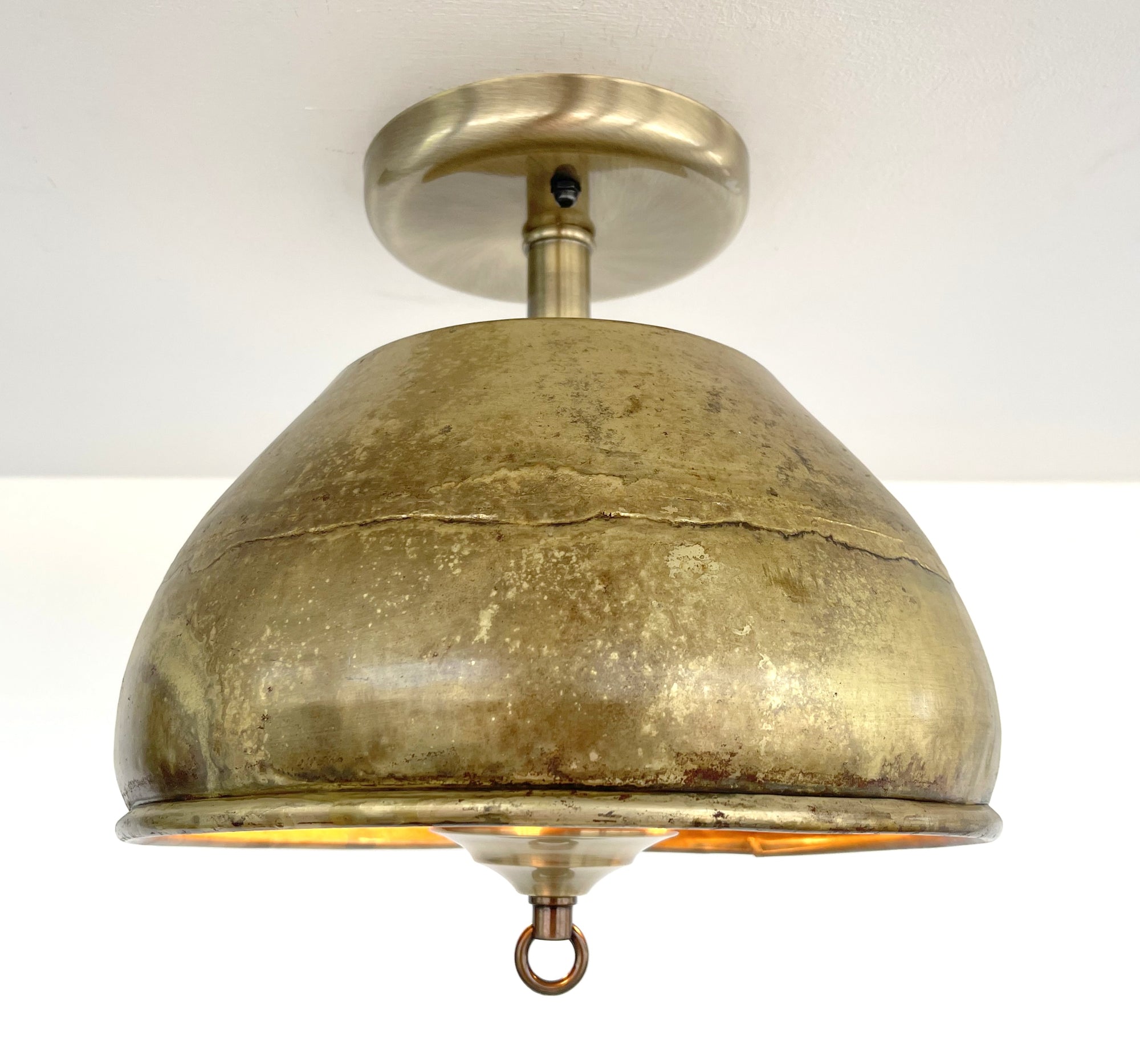 Aged Brass Dome Ceiling Light Fixture