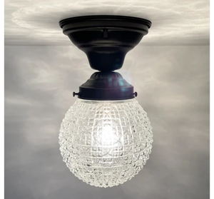 Authentic Antique Diamond Glass Ceiling Light