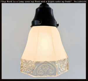 Victorian Clear and Frost Octagon Pendant | 5" Width