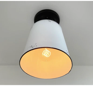 Farmhouse White Barn Metal Distressed Ceiling Light Fixture