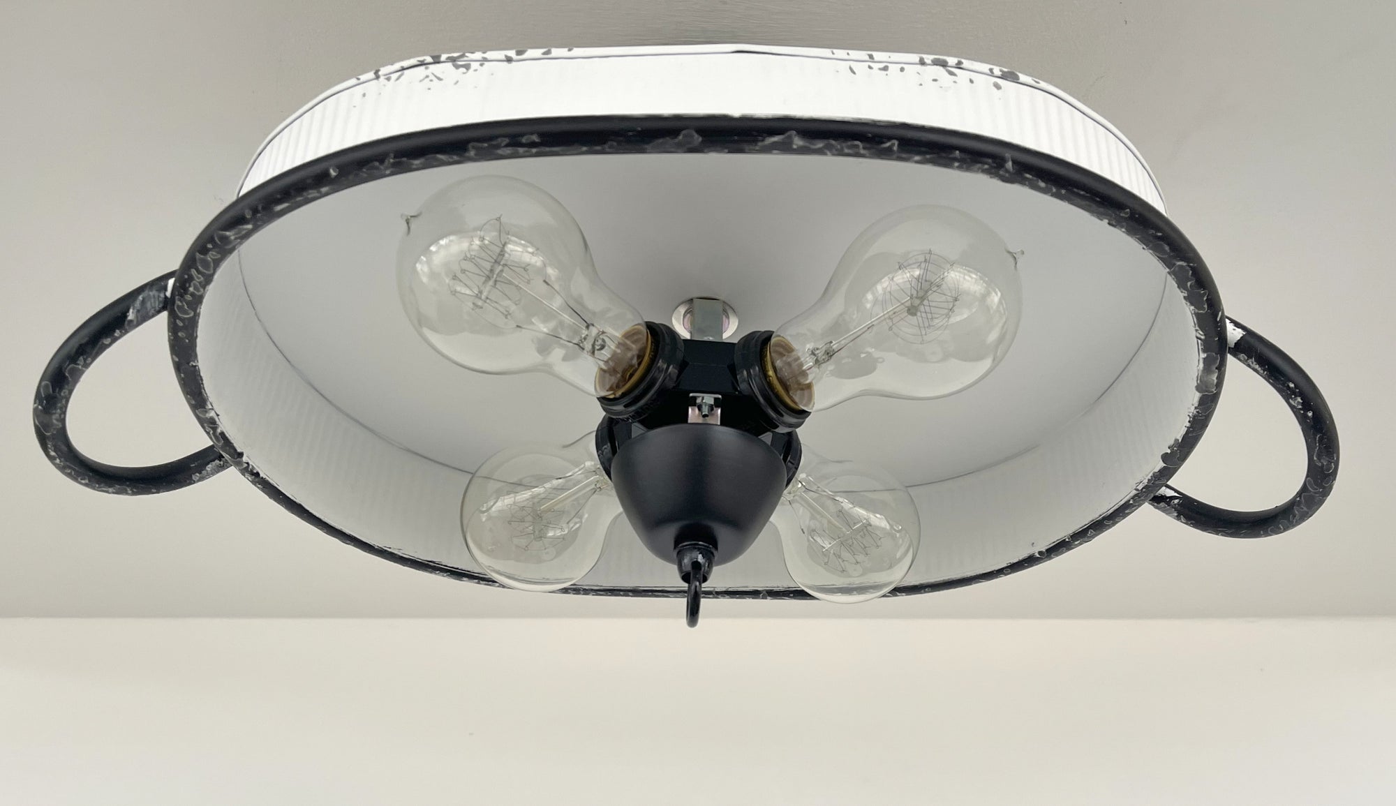 White Oval Flat Tub Ceiling Light Fixture