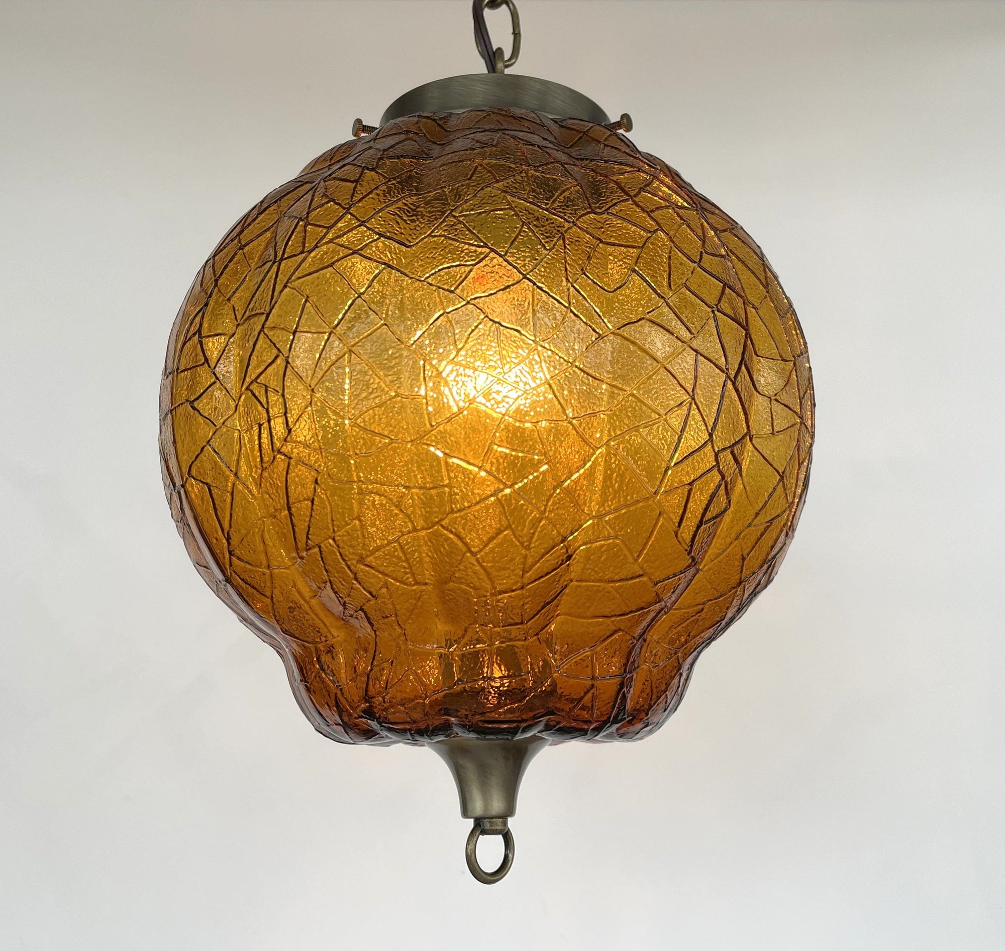 Amber Retro 1970's Antique Glass Chandelier Light Fixture The Lamp Goods