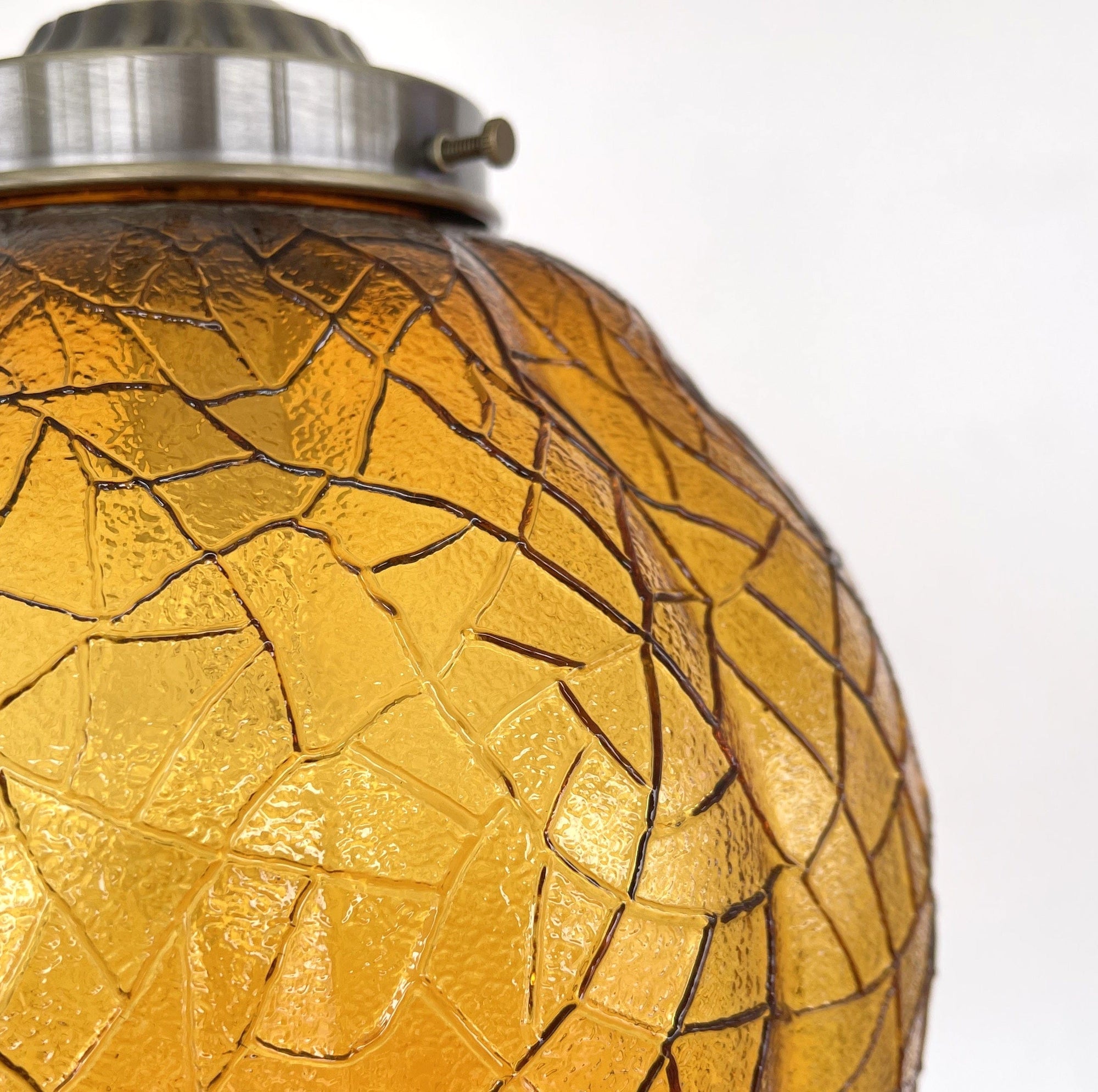 Amber Retro 1970's Antique Glass Chandelier Light Fixture The Lamp Goods