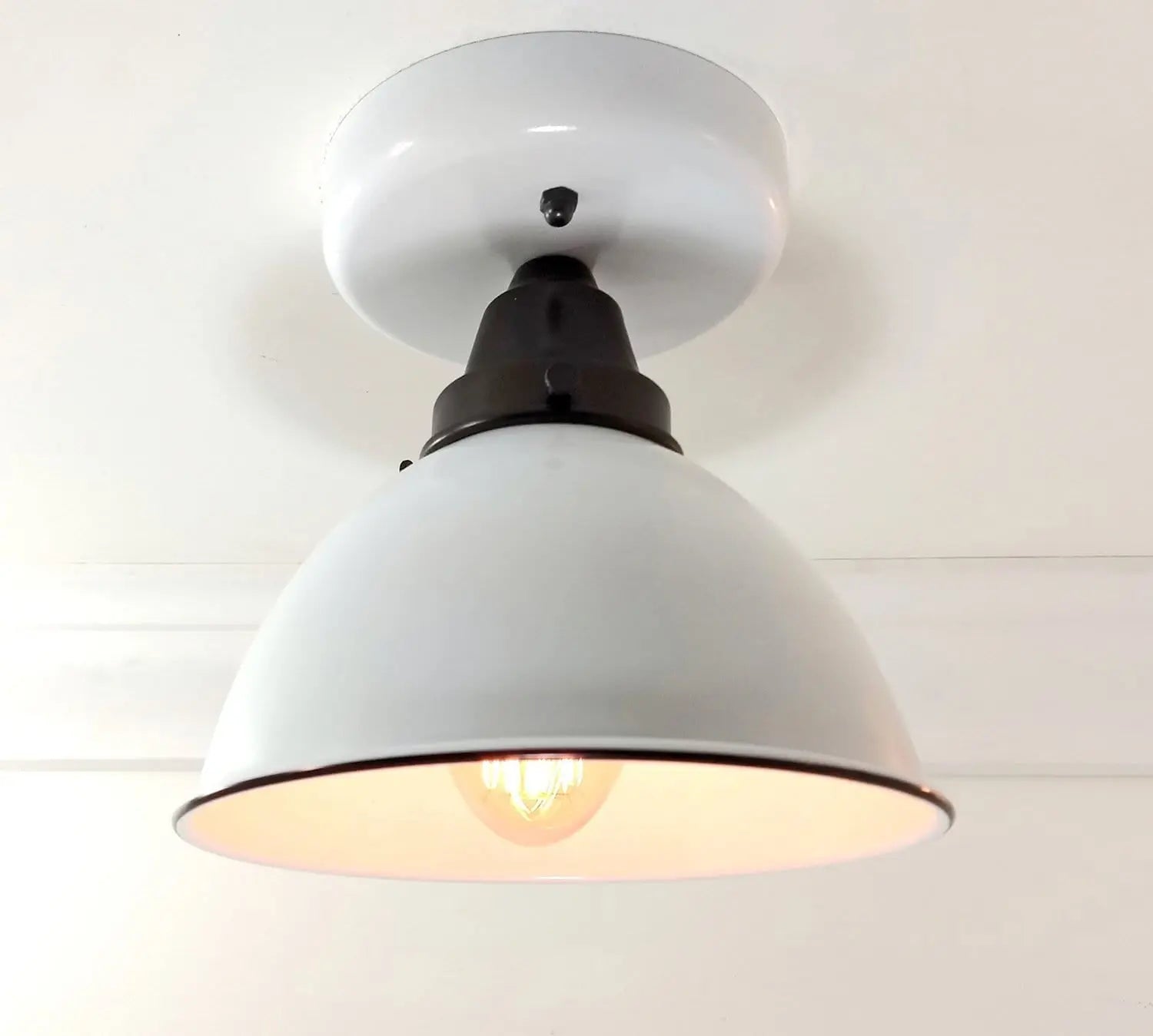Enamel flush mount shop light