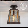 Galvanized metal open weave basket ceiling light fixture from The Lamp Goods; rustic farmhouse style.
