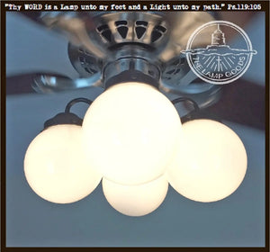 Ceiling Fan LIGHT KIT of Modern Milk Glass Globes - The Lamp Goods
