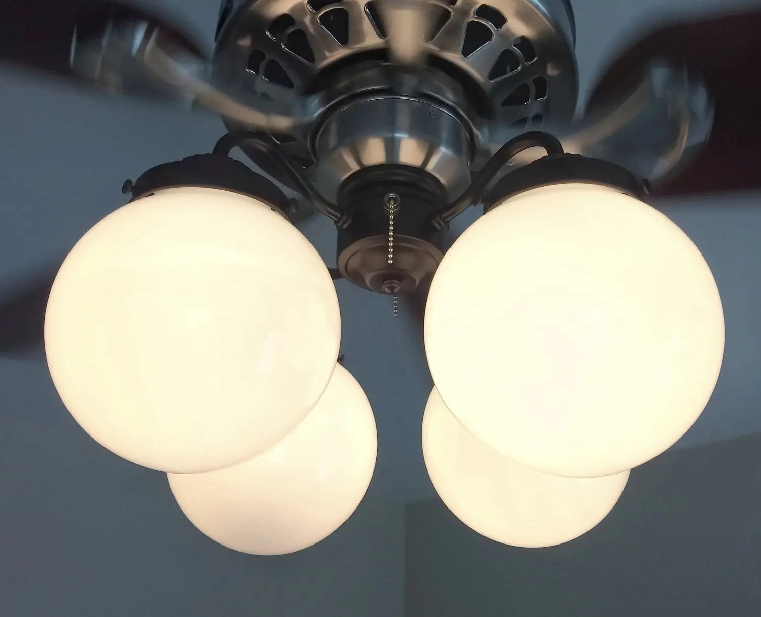 Ceiling Fan LIGHT KIT of Modern Milk Glass Globes - The Lamp Goods