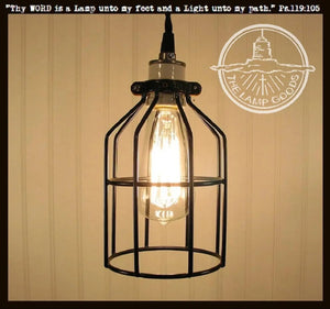 Industrial Cage Pendant Light with Edison Bulb - The Lamp Goods