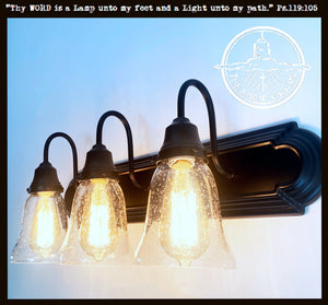 Seeded Glass Bathroom Light Fixture