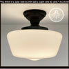 Large Schoolhouse Milk Glass LIGHT Fixture, Machias by The Lamp Goods:  Off-white glass shade, black metal base.
