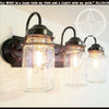 Rustic Mason Jar BATHROOM Light Vintage Quart Trio - The Lamp Goods