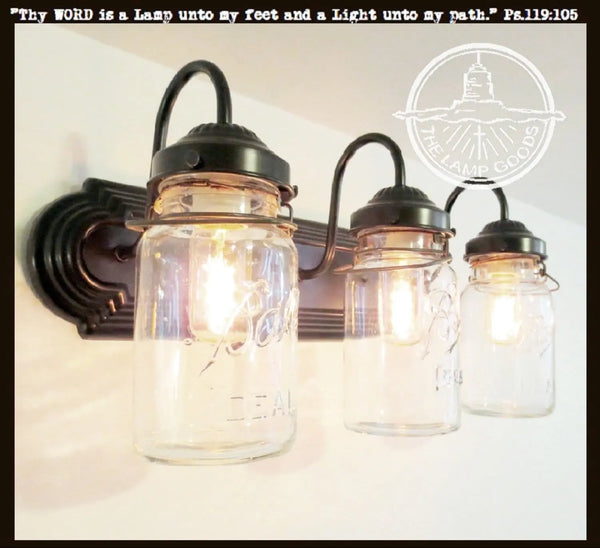 Rustic Vintage Mason Jar BATHROOM Vanity Light for Farmhouse Lighting ...