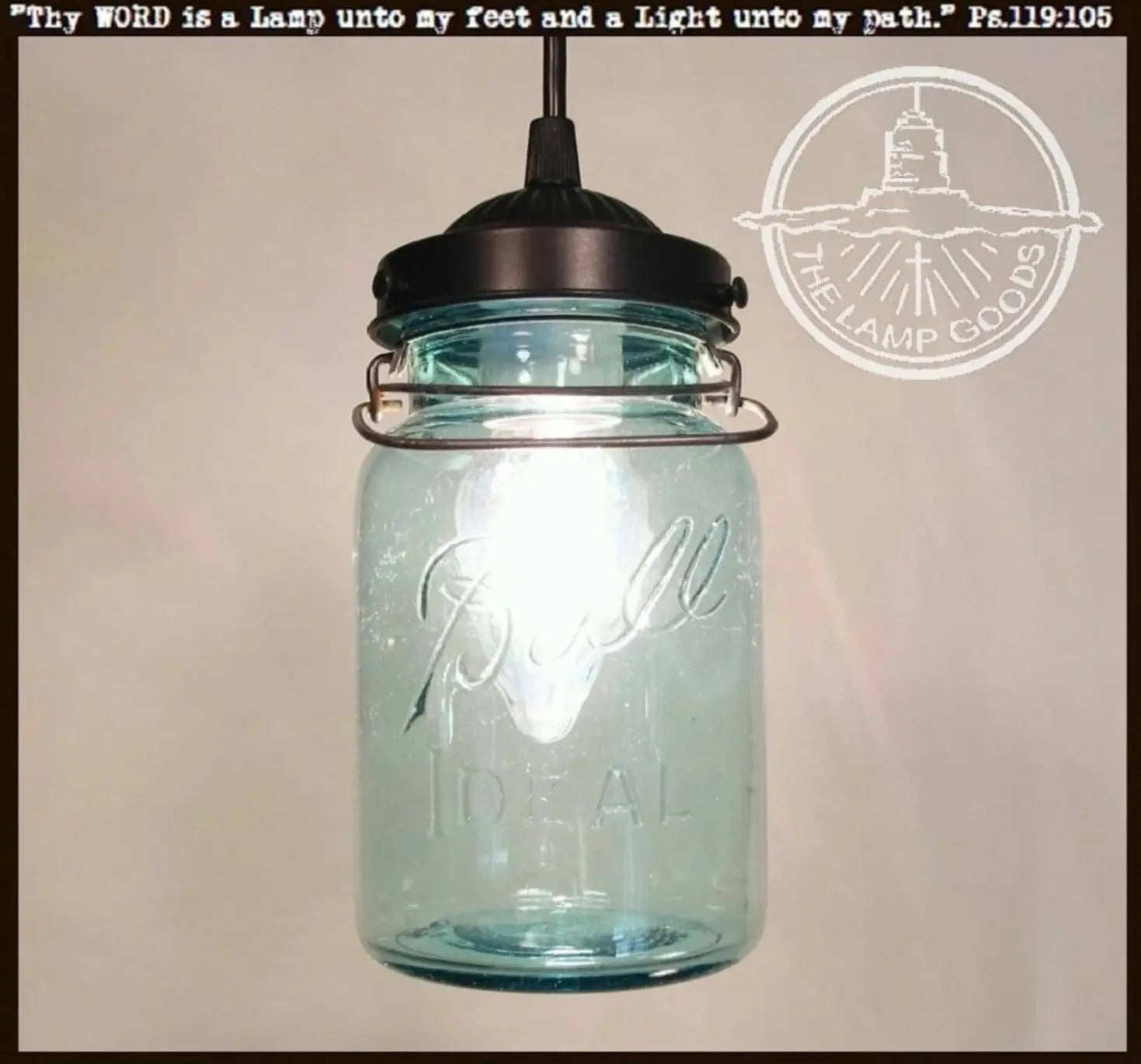 Vintage Blue Mason Jar Pendant Light and Antique Mason Jar Light Rubbed Bronze