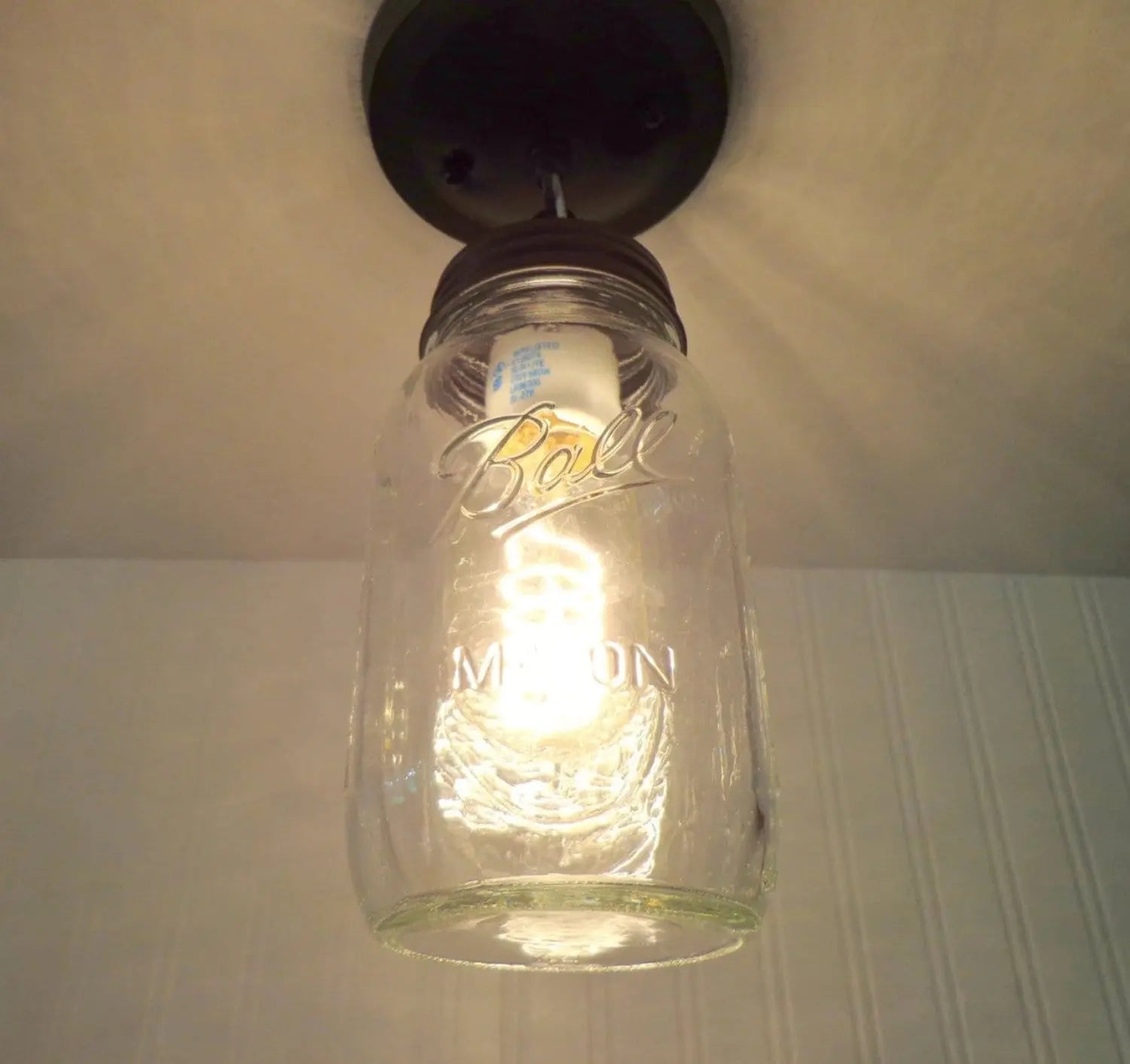 Mason Jar Ceiling Light As A Flush