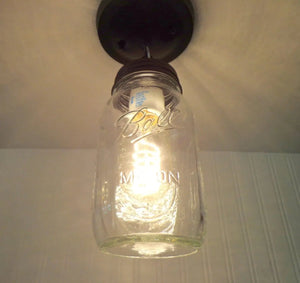 Mason Jar Ceiling LIGHT With Chain & NEW Quart - The Lamp Goods